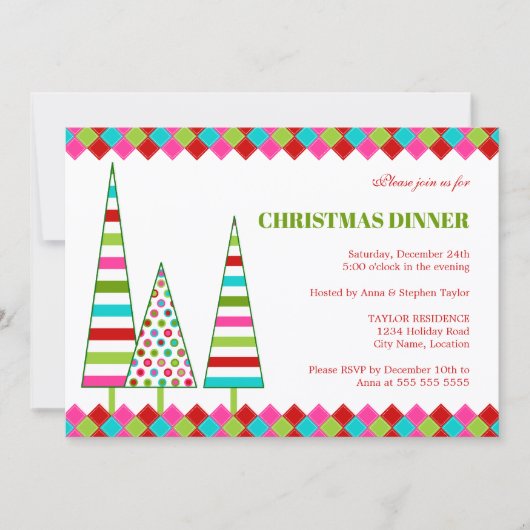 Merry & Bright Christmas Holiday Invitation Kaart (Voorkant)