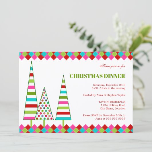 Merry & Bright Christmas Holiday Invitation Kaart (Staand voorkant)