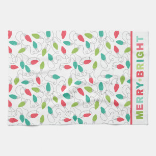 Merry + Bright Christmas Keuken Handdoek