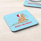 Merry Bright Christmas Lights Dog Coaster Set Bier Onderzetter (Linkerzijde)