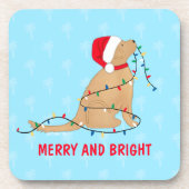 Merry Bright Christmas Lights Dog Coaster Set Bier Onderzetter (Voorkant)