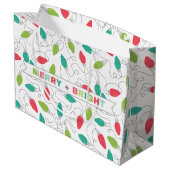 Merry + Bright Christmas Lights Gift Bag Groot Cadeauzakje (Achterkant Gekanteld)