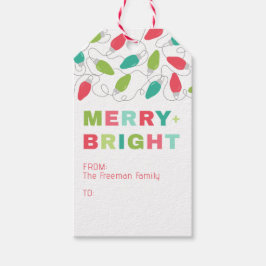 Merry & Bright Christmas Lights Gift Label Cadeaulabel