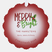 Merry & Bright Christmas Lights Photo Ornament Kaart (Achterkant)