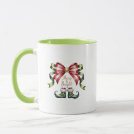 Merry & Bright Christmas Mug • Candy Cane Elf Shoe Mok