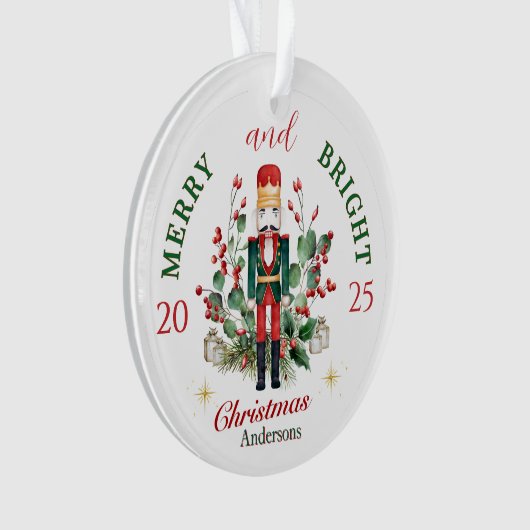 Merry & Bright Christmas Nutcracker Solder  Ornament (voorkant)