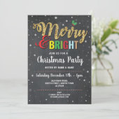 Merry & Bright Christmas Party Feestdagen Sneeuw Kaart (Staand voorkant)
