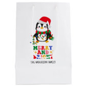 Merry & Bright Christmas Penguin Flat Holiday Kaar Medium Cadeauzakje (Achterkant)