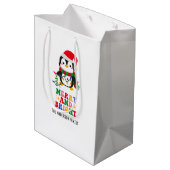 Merry & Bright Christmas Penguin Flat Holiday Kaar Medium Cadeauzakje (Achterkant Gekanteld)