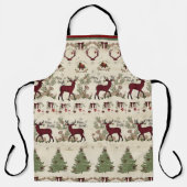 Merry Bright Christmas Pine Tree Deer Rustiek Hout Schort (Voorkant)