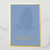 Merry & Bright Christmas Pinecone Blue Corporate Folie Feestdagenkaart (Voorkant)