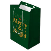 Merry & Bright Christmas Quote Medium Cadeauzakje (Achterkant Gekanteld)