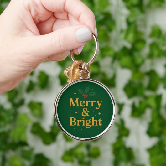 Merry & Bright Christmas Quote Sleutelhanger (Hand)
