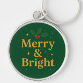 Merry & Bright Christmas Quote Sleutelhanger (Voorkant)