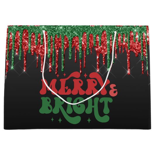 MERRY & BRIGHT CHRISTMAS SCRIPT CUSTOM MONOGRAM GROOT CADEAUZAKJE (Voorkant)