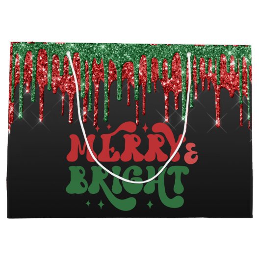 MERRY & BRIGHT CHRISTMAS SCRIPT CUSTOM MONOGRAM GROOT CADEAUZAKJE (Achterkant)