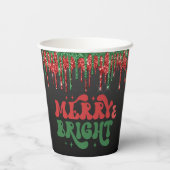MERRY & BRIGHT CHRISTMAS SCRIPT CUSTOM MONOGRAM PAPIEREN BEKERS (Achterkant)