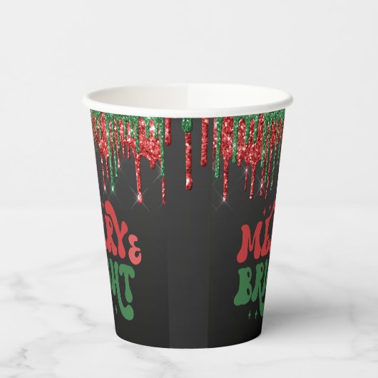 MERRY & BRIGHT CHRISTMAS SCRIPT CUSTOM MONOGRAM PAPIEREN BEKERS (Links)