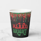 MERRY & BRIGHT CHRISTMAS SCRIPT CUSTOM MONOGRAM PAPIEREN BEKERS (Voorkant)
