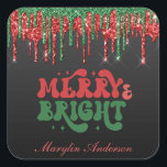 MERRY & BRIGHT CHRISTMAS SCRIPT CUSTOM MONOGRAM VIERKANTE STICKER<br><div class="desc">Christmas return address labels, Christmas mailing accessories, merry Christmas return address labels, merry Christmas mailing accessories, Christmas tree mailing accessories, Christmas wedding mailing accessories, Christmas art, Christmas kitchen accessories, Christmas wood wall art, Christmas mas gift cards, Christmas buttons, Christmas binders, Christmas recipe binders, Christmas business holiday cards, merry Christmas gift...</div>