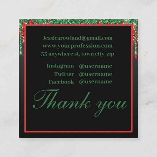 MERRY & BRIGHT CHRISTMAS SCRIPT CUSTOM MONOGRAM VIERKANTE VISITEKAARTJE (Achterkant)