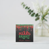 MERRY & BRIGHT CHRISTMAS SCRIPT CUSTOM MONOGRAM VIERKANTE VISITEKAARTJE (Staand voorkant)