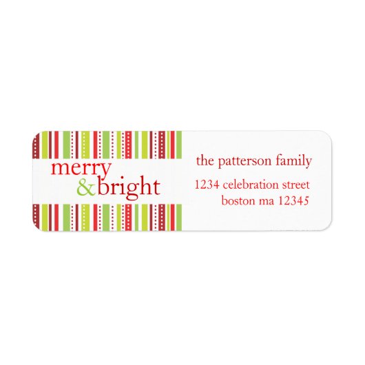 Merry & Bright Christmas Stripes Holiday Label (Voorkant)