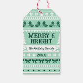 Merry & Bright Christmas Sweater Mint Green Cadeaulabel (Voorkant)