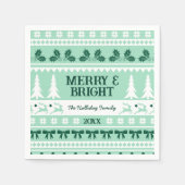 Merry & Bright Christmas Sweater Mint Green Servet (Voorkant)
