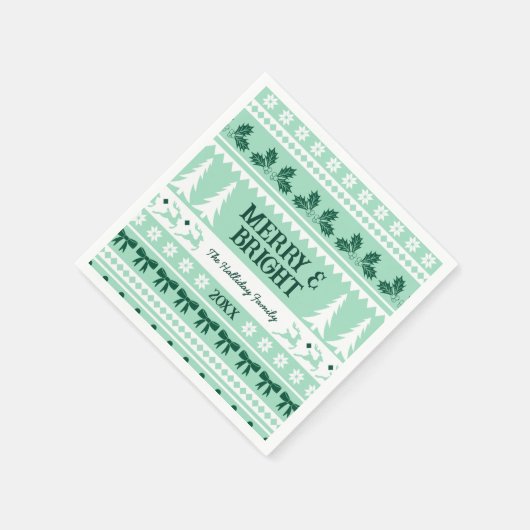Merry & Bright Christmas Sweater Mint Green Servet (Hoek)