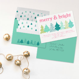 Merry & Bright Christmas Tree Holiday Kaart