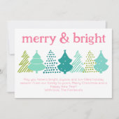 Merry & Bright Christmas Tree Holiday Kaart (Voorkant)