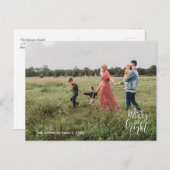 Merry & Bright Christmas Typografie Foto Briefkaar Briefkaart (Voorkant / Achterkant)