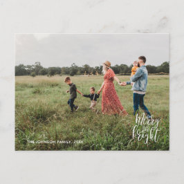 Merry & Bright Christmas Typografie Foto Briefkaar Briefkaart