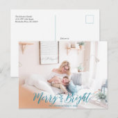 Merry & Bright Christmas Typografie Foto Briefkaar Briefkaart (Voorkant / Achterkant)