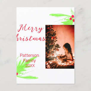 Merry Bright Christmas voeg familienaam welkomstvr Briefkaart