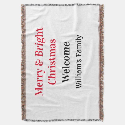 Merry Bright Christmas voeg familienaam welkomstvr Deken (Voorkant Verticaal)