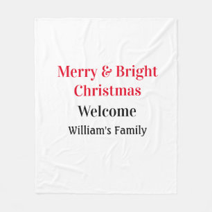 Merry Bright Christmas voeg familienaam welkomstvr Fleece Deken