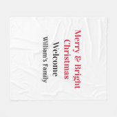 Merry Bright Christmas voeg familienaam welkomstvr Fleece Deken (Voorkant (Horizontaal))