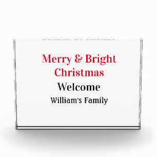 Merry Bright Christmas voeg familienaam welkomstvr Fotoblokken
