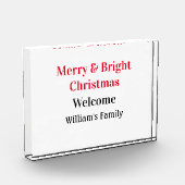 Merry Bright Christmas voeg familienaam welkomstvr Fotoblokken (Links)
