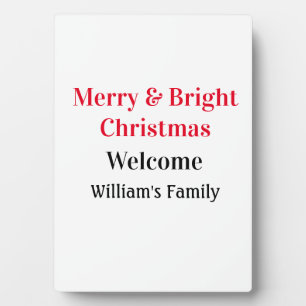 Merry Bright Christmas voeg familienaam welkomstvr Fotoplaat