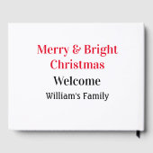Merry Bright Christmas voeg familienaam welkomstvr Gastenboek (Achterkant)