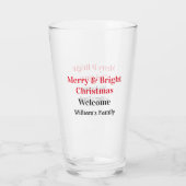 Merry Bright Christmas voeg familienaam welkomstvr Glas (Achterkant)