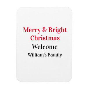 Merry Bright Christmas voeg familienaam welkomstvr Magneet