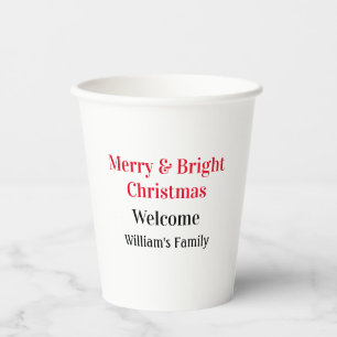 Merry Bright Christmas voeg familienaam welkomstvr Papieren Bekers