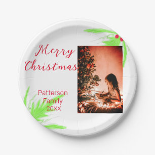 Merry Bright Christmas voeg familienaam welkomstvr Papieren Bordje