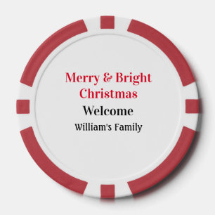 Merry Bright Christmas voeg familienaam welkomstvr Poker Chips