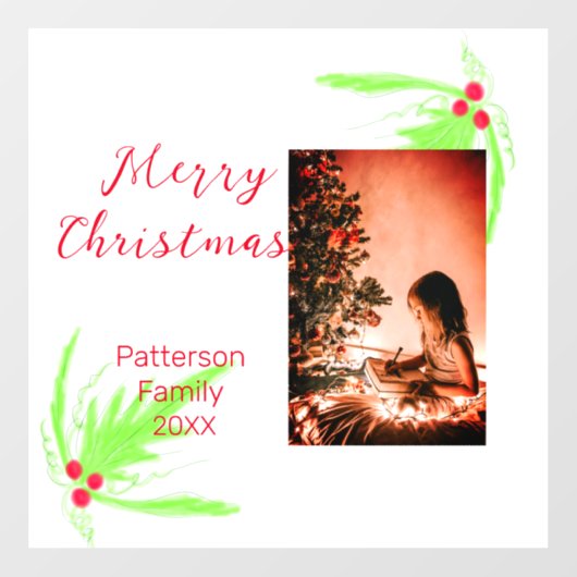 Merry Bright Christmas voeg familienaam welkomstvr Raamsticker (Vel)