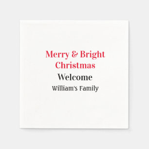 Merry Bright Christmas voeg familienaam welkomstvr Servet